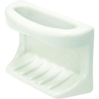 Lenape White Porcelain Soap Holder With Rag Bar Tile-In Mount