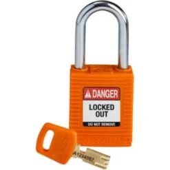 Brady Safekey 1.5 In Steel Shackle Keyed Different Nylon Padlock (12-Pack) (Orange)