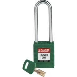 Brady Safekey 3 In Steel Shackle Keyed Different Nylon Padlock (12-Pack) (Green)