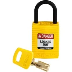 Brady Safekey 1 In Plastic Shackle Keyed Different Nylon Padlock (12-Pack) (Yellow)