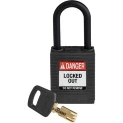 Brady Safekey 1.5 In Plastic Shackle Keyed Different Nylon Padlock (12-Pack) (Black)