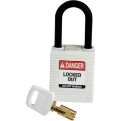Brady Safekey 1.5 In Plastic Shackle Keyed Different Nylon Padlock (12-Pack) (White)
