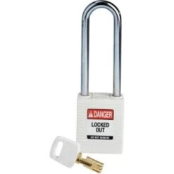 Brady Safekey 3 In Steel Shackle Keyed Different Nylon Padlock (12-Pack) (White)