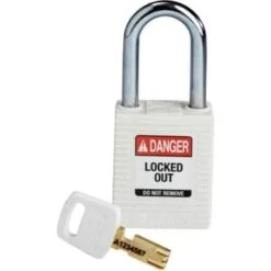 Brady Safekey 1.5 In Steel Shackle Keyed Different Nylon Padlock (12-Pack) (White)