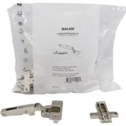 Salice Full O/L Self Closing Frameless Hinge,5/8"side Panel,Dowels,Package Of 2