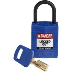 Brady Safekey 1 In Plastic Shackle Keyed Different Nylon Padlock (12-Pack) (Blue)