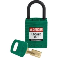 Brady Safekey 1 In Plastic Shackle Keyed Different Nylon Padlock (12-Pack) (Green)
