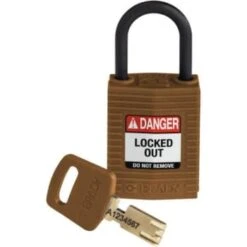 Brady Safekey 1 In Plastic Shackle Keyed Different Nylon Padlock (12-Pack) (Brown)