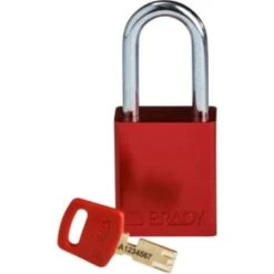 Brady Safekey 1.5 In Steel Shackle Keyed Different Aluminum Padlock (12-Pack) (Red)