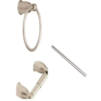 Moen Mason 3-Pc Bath Set Satin Nickel Towel Ring, Tp Holder, 24bar