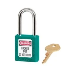 Master Lock Steel Shackle Thermoplastic Zenex 6 Pin Tumbler Padlock (Teal)