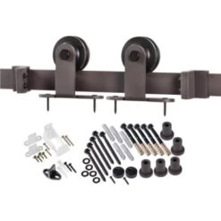 Renin Decorative Sliding Barn Door Hardware - Bronze Top Strap