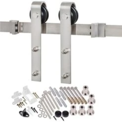 Renin Decorative Sliding Barn Door Hardware - Stainless Steel Bent Strap